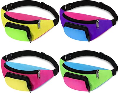 Neon Retro 80s Heuptas met 2 Zakjes, Verstelbare Tailleband, Perfect voor Feestjes en Reizen, Unieke Kostuums voor Mannen en Vrouwen