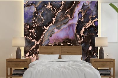 Behang - Fotobehang Marmer - Goud - Roze - Breedte 300 cm x hoogte 300 cm