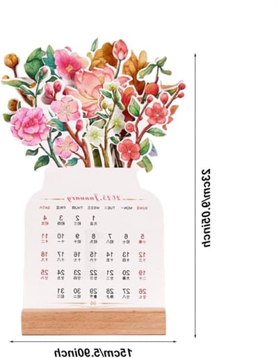 Boeketkalender 2026 - Bloemenkalender Bureaukalender - Werkplek Decoreren - Vaasvormige Kalender - 23 x 15 cm - Multicolor