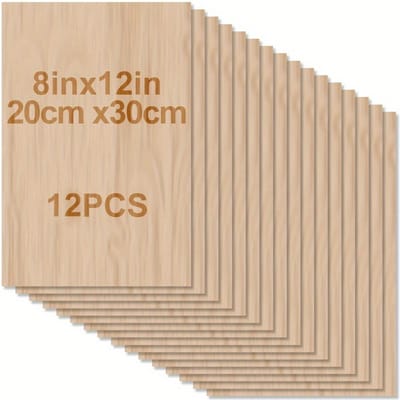 4 stuks/8 stuks/12 stuks Houtplaten voor knutselen - 12x8in/20*30cm - 2mm Dikke Multiplexplaten met Gladde Oppervlakken Vierkanten Houten Planken voor L