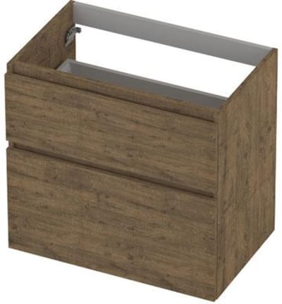 INK - Onderkast 2 Laden Greeploos Hout Decor met Houten Keerlijst A-symmetrisch - 700x450x650 Mm - Naturel Eiken