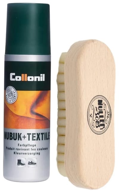 Set crêpeborstel en Nubuk + Textile kleurloos flacon | complete verzorgingset suede en nubuck
