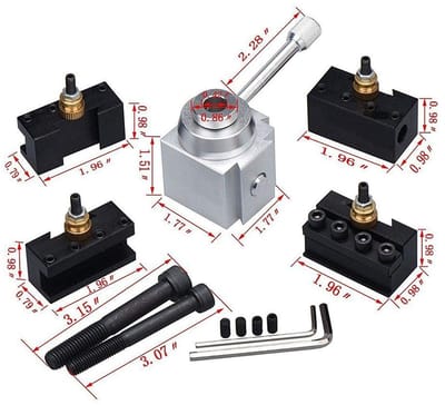 Dailygoods - Quick Change Tool - Interchangeable Tool Holder - Multifunctioneel - Zwart - Voor Mini Lathes - Tool en Houder - Geschikt voor Metaalbewe...