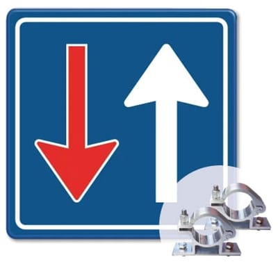 Verkeersbord Tegenliggers moeten wachten - F06 - Weerbestendig Aluminium - 40x40 cm - Bevestiging: Met paalbeugels Ø48mm