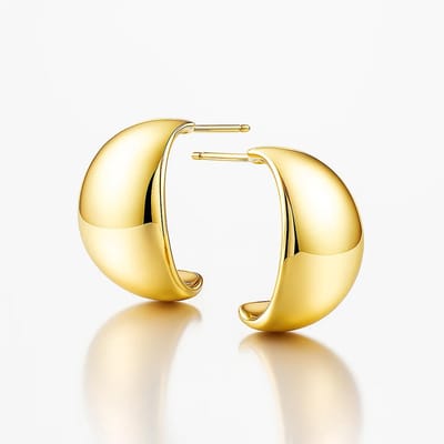 Verguld Hoepel Oorbellen - Dames Oorbellen goudkleurig - Dames Oorringen Echte Zilver - Amona Jewelry