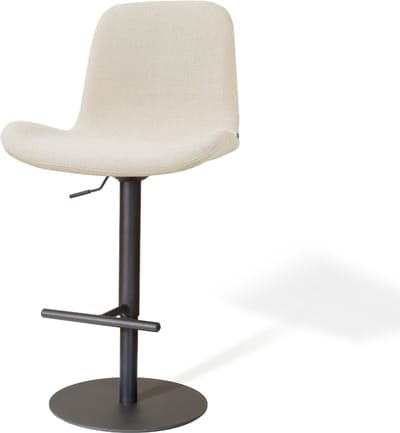 Nolon Niva-Fé Draaibare Tulp Barkruk Cottonbeige - Verstelbaar - Mat Zwart Onderstel - Barstoel - Japandi - Stoffen