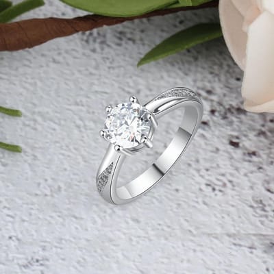 Bagues de Fiançailles Personnalisées Argent Sterling 925 Bagues Cubiques Pour Femmes Bijoux de Mariage Exquis Pour Femmes (Ri103758 ) 6 gray
