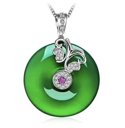 N3 Collecties 925 zilveren sieraden ketting met ronde groene chalcedoon hanger voor vrouwen