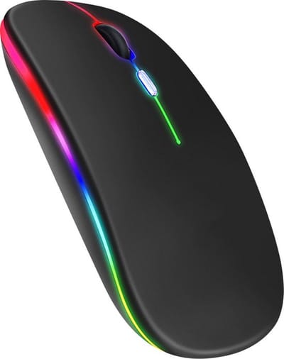Assortix® Draadloze LED Bluetooth Muis - Ergonomisch - RGB - Laptop en Gaming - Draadloos - Zwart