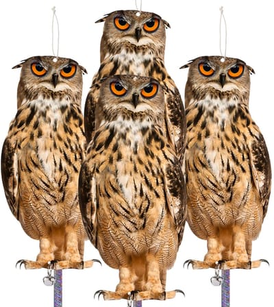 4-delige 3mm Dikke Uil Vogelenafstoter – Met Reflecterende Band, Geschikt voor Balkon en Tuin
