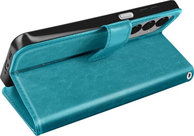 Mayaxess, Portemonneehoesje Geschikt voor Samsung Galaxy A16 met polsbandje, Turquoise
