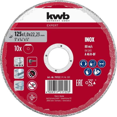 10 doorslijpschijven 125x1,2mm KWB