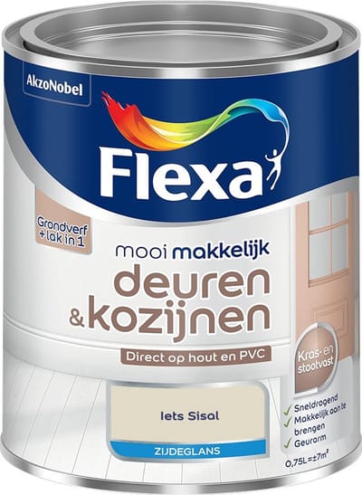 Flexa - Mooi Makkelijk Deuren & Kozijnen Zijdeglans - Iets Sisal - Mengverf - 750 Ml