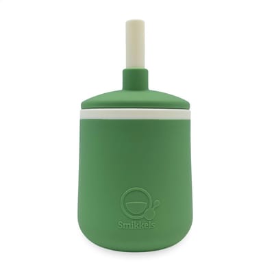 Smikkels - Siliconen kinderbeker - Veilige Drinkbeker - Oefenbeker - Rietjesbeker - Duurzaam - Peuter - Baby - Groen