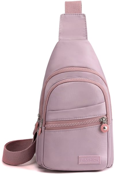 COOAU - Kleine schouder/crossbodytas - 5 opbergvakken en kabelopening - Schoudertas, crossbodytas, heuptas, crossbody - Dames & Heren - lichtpaars
