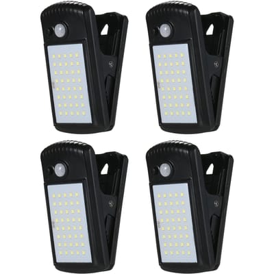 40 LEDs buitenverlichting op zonne-energie Clip-on bewegingssensorverlichting Klemlamp IP65 waterdicht voor hekdek 4pcs zwart