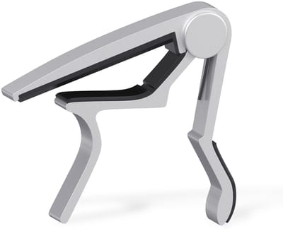 Capo - Gitaarklem - Platte toets - Gitaar capo met grip - Elektrisch, akoestisch en ukelele - Guitar capo - Gitaar accessoire - Aluminium - Zilver - Jonyx