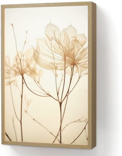 Wandlamp 40x60 cm - Oplaadbaar - Droogbloemen - Beige - Planten - Wit - Wandlampen binnen woonkamer - Slaapkamer lamp - Decoratieve nachtlamp - Vloerlamp draadloos
