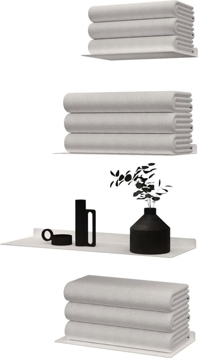 Handdoek plankjes - set van 4 - Kleur Wit / handdoekrek badkamer - handdoekenplank