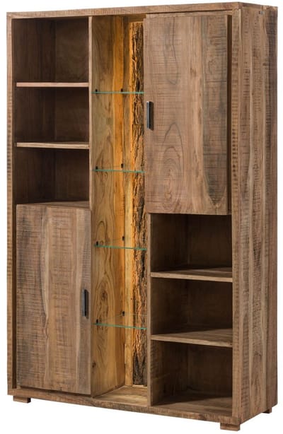 MASSIVMOEBEL24.DE acacia kast blank massief hout 118x40x180 cm (BxTxH) gelakt gemonteerd BARK volledig massief #101