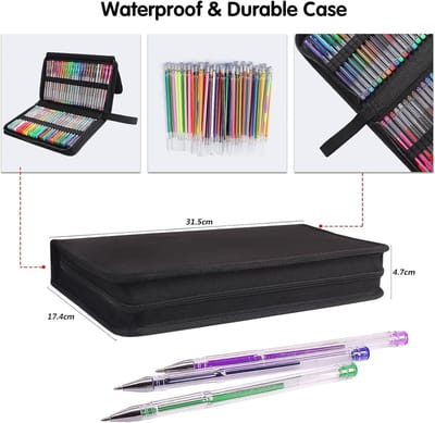 Famanu Bajotien 145 Pack Glitter Gel Pennen Set 72 Unieke Kleuren & 72 Vullingen met 1 Kleurboek voor Kinderen Volwassen Kleurboeken Tekenen Doodling Ambachten Scrapbooking