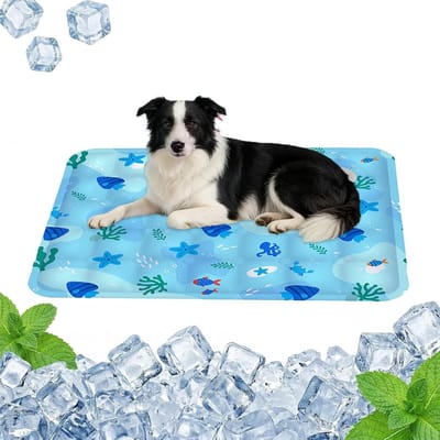 VHV - Koelmatten - Koelmatten voor honden - Koelmat voor honden en katten - Watergeïnjecteerde koelmat voor huisdieren - Zelfkoelende mat voor huisdieren - Opvouwbare koeldeken voor honden - 40 x 45 cm - Blauw