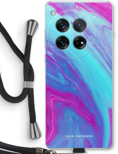 Case Company® - Hoesje met koord geschikt voor OnePlus 12r hoesje met Koord - Zweverige regenboog - Telefoonhoesje met Zwart Koord - Bescherming aan alle Kanten en Over de Schermrand