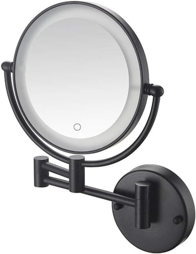 Make-up spiegel - Vergrotende spiegel - Snel opmaken - Verstelbare LED-verlichting - 8 inch - Zwart brons