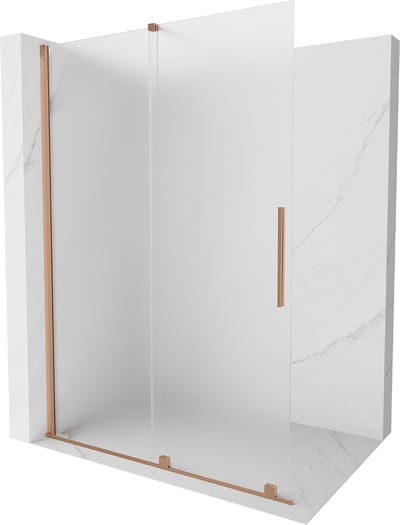 Mexen Velar schuifbare douchewand Walk-in 150 x 200 , matglas 8 mm, geborsteld koper - 871-150-000-33-65