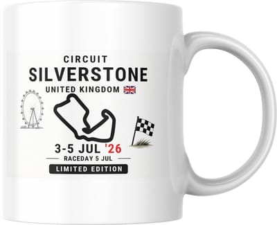 Hip met Pit Creaties - F1 Mok Silverstone 2026 - Formule 1 Circuit Mok - Grand Prix Silverstone 3-5 JUL '26 - Racedag 5 JUL - F1 Cadeau - Limited Edition Racefan Merchandise