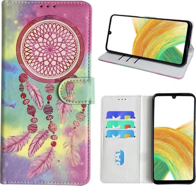 Hoesje geschikt voor Samsung Galaxy A33 (4G/5G) Bookcase met dromenvanger print Roze