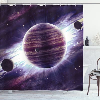 ABAKUHAUS Galaxie douchegordijn – Planeet Mars, 175x240 cm, Mauve