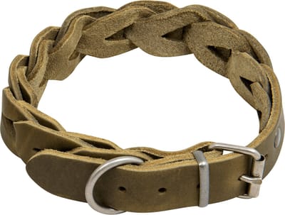 Animal Boulevard Ab30139 - Hals- En Leibanden - Hond - Ab Country Leather Gevlochten Halsband Olijf-25mmx40-46cm - Maat: 25mmx40-46cm - 198423