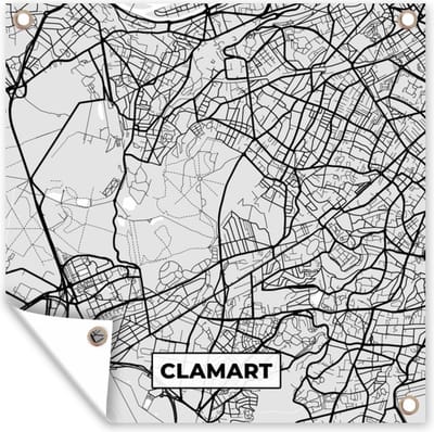 Tuin poster Kaart - Stadskaart - Clamart - Plattegrond - Frankrijk - 200x200 cm - Tuindoek