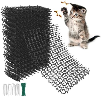 12-delige Plastic Kattenprikken (20x15cm) – Met 8 U-vormige Prijkknoppen en 20 Bevestigingen, Geschikt voor Binnen en Buiten