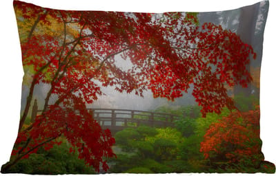 Buitenkussens - Tuin - Japanse esdoorn - Bomen - Brug - Natuur - Japans - 50x30 cm