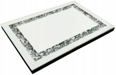 Glamour Glazen Serveerschaal Rechthoekig Zilver met Kristallen 33x22cm