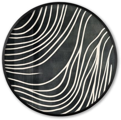 Poster in lijst Rond - Fotolijst 60x60 cm - Posters - Lijnen - Patroon - Abstract - Wit - Ronde posterlijst zwart - Decoratie - Wanddecoratie woonkamer - Muurdecoratie slaapkamer