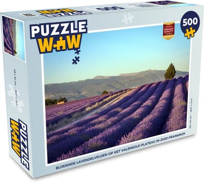 Puzzel Bloeiende lavendelvelden op het Valensole-plateau in Zuid-Frankrijk. - Legpuzzel - Puzzel 500 stukjes