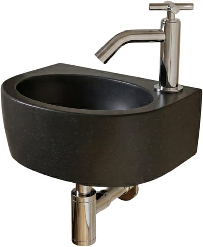 AquaVik Fonteinset Arc Natuursteen Kraan Rechts Chroom Kruiskop Kraan 30x23x11,5cm