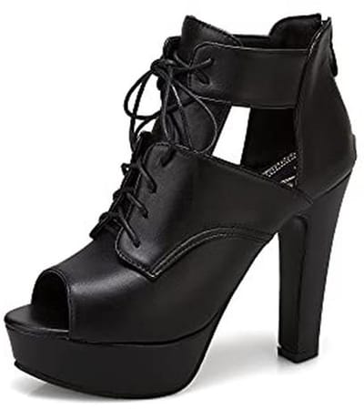 Open Teen Blokhak Pumps met Rits en Vetersluiting - Casual en Comfortabel voor Vrouwen