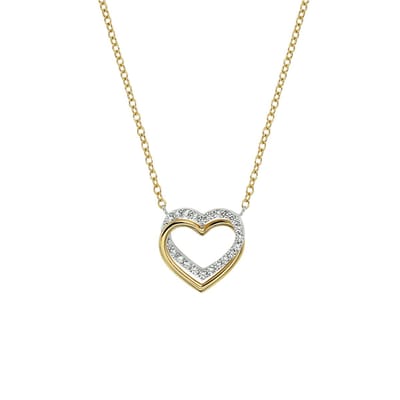 The Fashion Jewelry Collection Ketting Hart Zirkonia 1,3 mm 40 - 44 cm - Goud