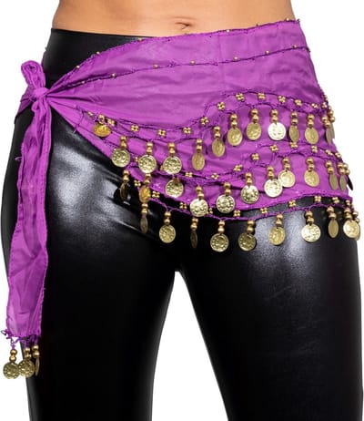 2 stuks omslagdoek met muntjes - Paars - Oosters - Zigeuner/ Gypsy