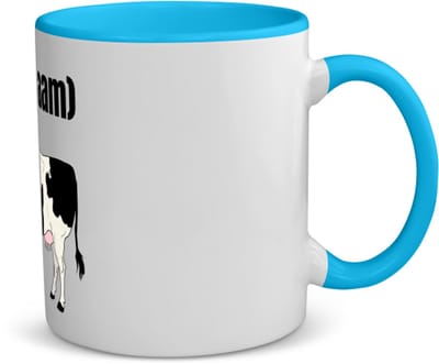 Akyol - koe met eigen naam koffiemok - theemok - blauw - Koe - boeren - iemand die houdt van koeien - verjaardag - cadeau - kado - 350 ML inhoud