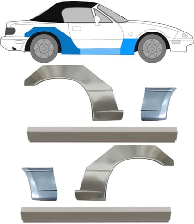 Reparatie dorpel + voorste spatbord + achterste spatbord voor Mazda MX-5 89-98