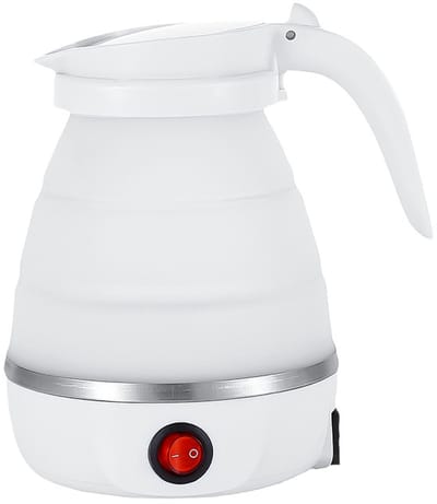 Mini Opvouwbare Waterkoker - 0.6 Liter Kleine Reiswaterkoker - Inklapbaar Wit - Reis Waterkokers voor Camping Hotel Senioren - Klein Draagbare Travel Water Koker