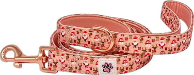 Kerst Hondenriem - Leiband Hond - Kleurrijke Honden Riem - Roze - Kerstman - Sneeuwman - Cuddly Christmas - Paw My God! - Maat M