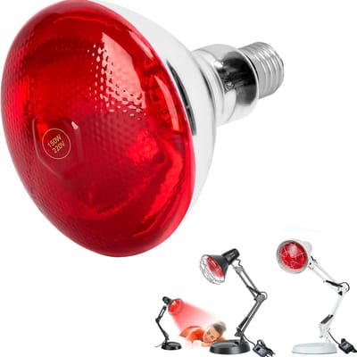Aura® Warmtelamp Reptielen - UVB Lamp Terrarium - Hot Spot Lamp incl. Reserve Lamp - Rood - 16cm x 15cm x 15cm