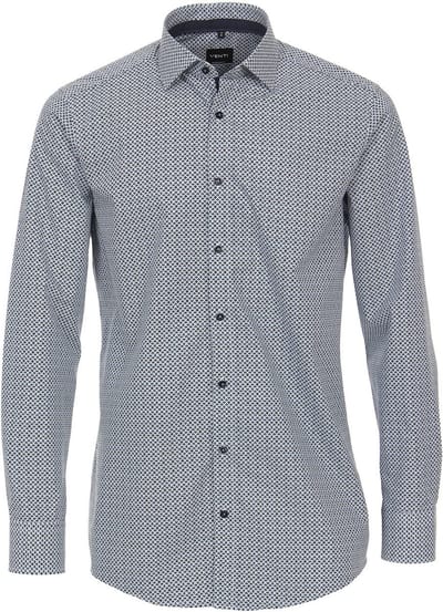 Venti Overhemd Met Blauw Motief Kent Boord Modern Fit - XXL