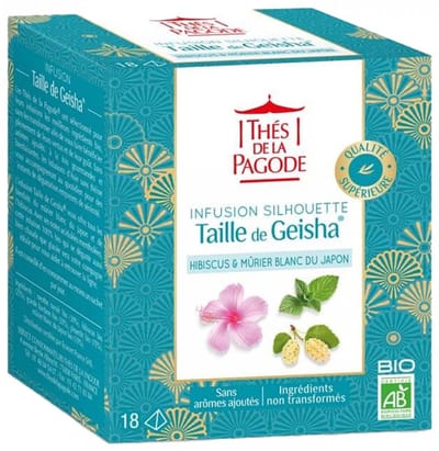 Thes de la Pagode - Detox en afslankende kruidenthee - Japanse witte moerbei en hibiscus - Biologisch (18 theezakjes)